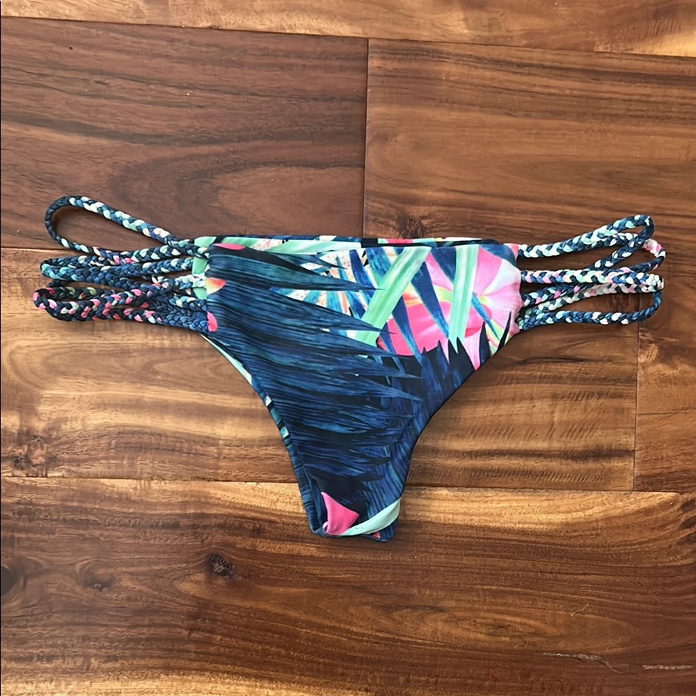 Stone Fox Swim Blue and Pink Braided Bikini XS